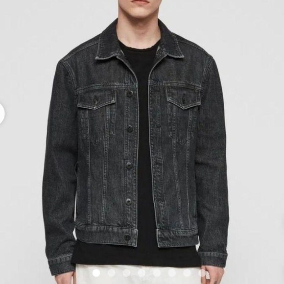 ALLSAINTS Beamer Denim Jacket Men's Large - Black - Picture 1 of 6